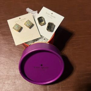 Kate Spade Bundle! NWT, Black Crystal cut stud earrings,& Clear Glitter studs 💎